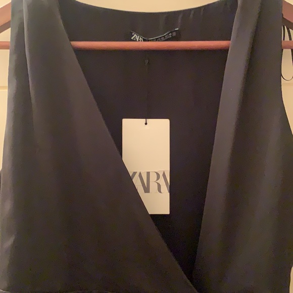 Zara BLACK shirt vest with bow size XS NEW - Picture 2 of 3